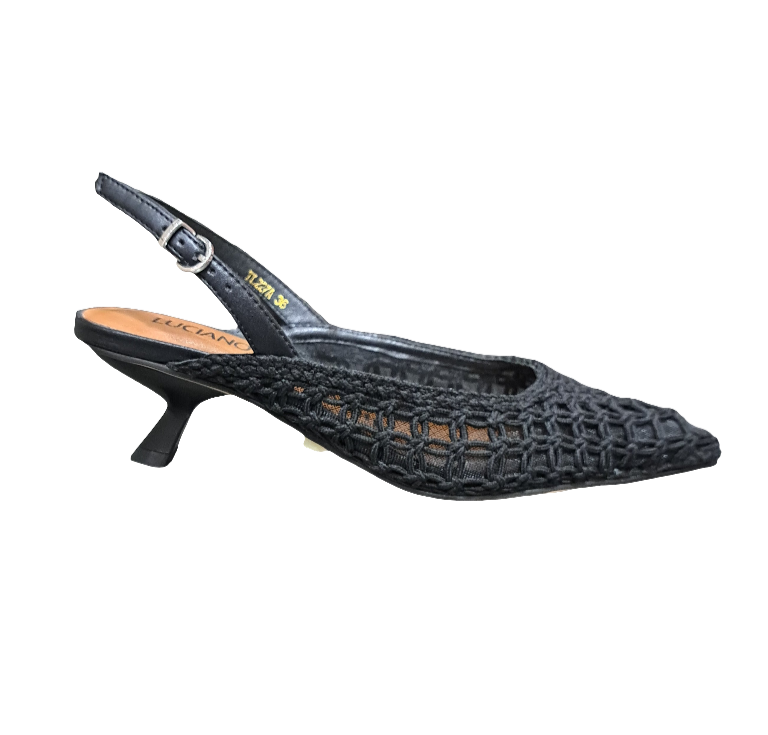 SANDALI SLINGBACK TESSUTO INTRECCIATO NERO