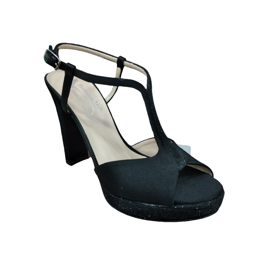 SANDALI RASO FONDO LAME NERO