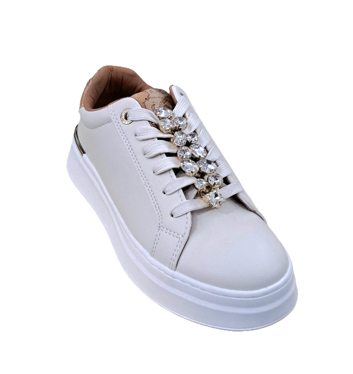 SNEAKERS STRASS DECORATIVI ALVIERO MARTINI PANNA