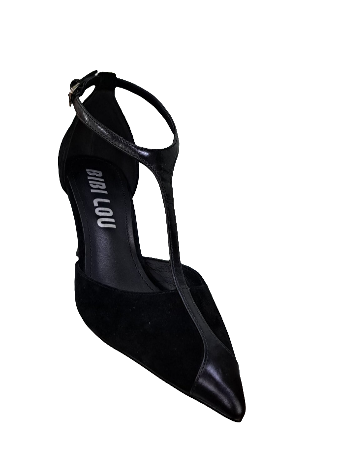 DECOLLETE' PELLE SCAMOSCIATA BIBI LOU NERA