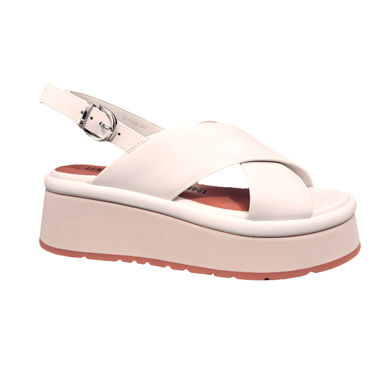 SANDALI PELLE FASCE INCROCIATE LUCIANO BARACHINI LATTE