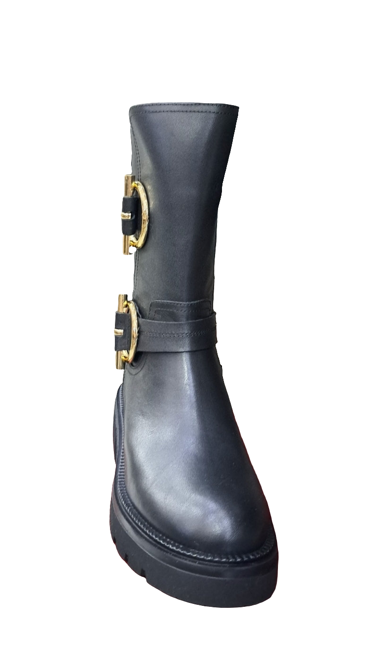 STIVALI PELLE APPLICAZIONE METALLICA ALBANO NERO