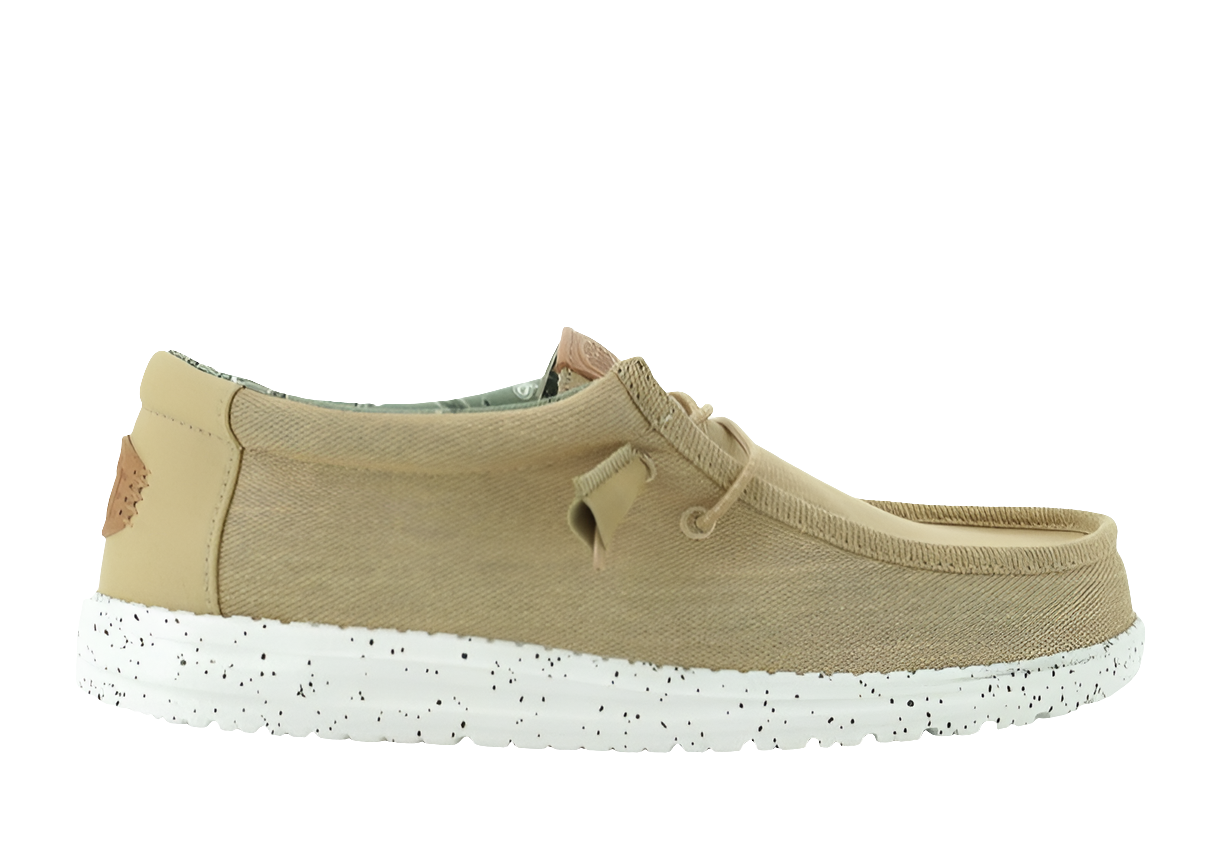 MOCASSINI WALLY WASHED CANVAS HEY DUDE TESSUTO WALNUT