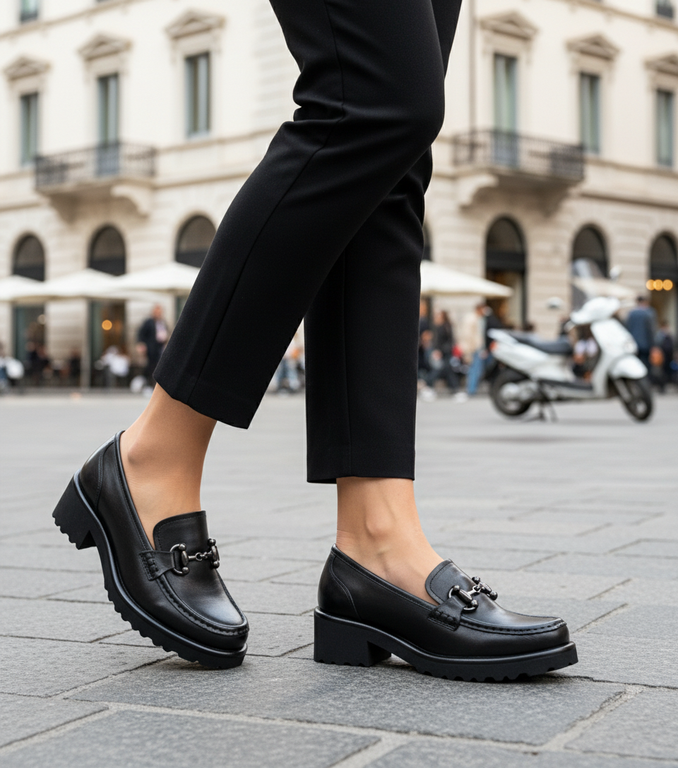 MOCASSINI IN PELLE MORBIDA NERO CON APPLICAZIONE METALLICA