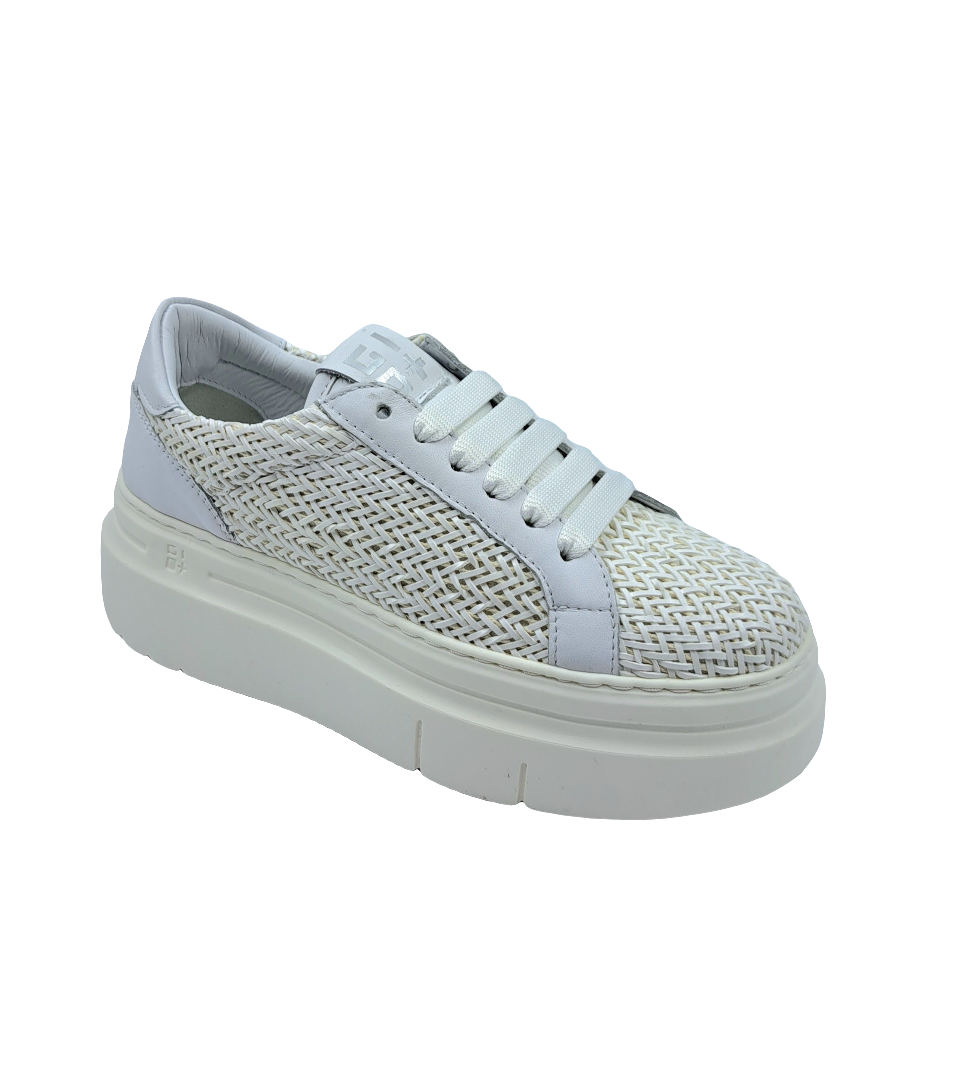SNEAKERS GIO+ PELLE INTRECCIATA BIANCA