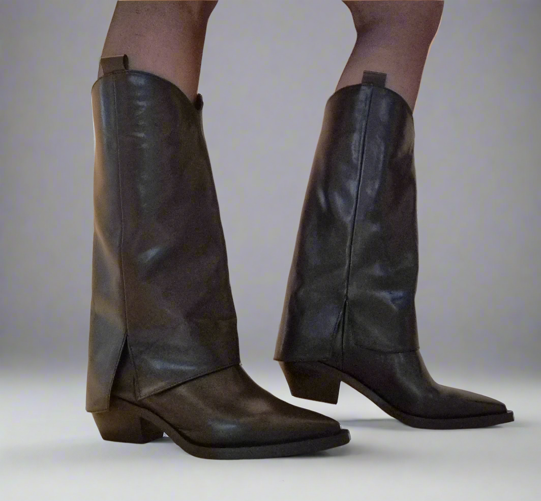 STIVALI TEXAN PELLE RISVOLTO