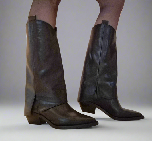 STIVALI TEXAN PELLE RISVOLTO