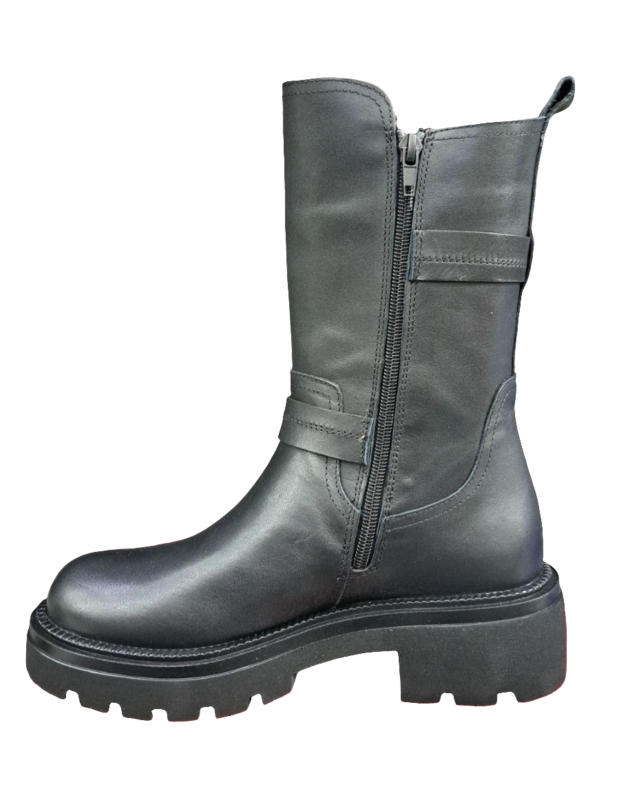STIVALI PELLE APPLICAZIONE METALLICA ALBANO NERO