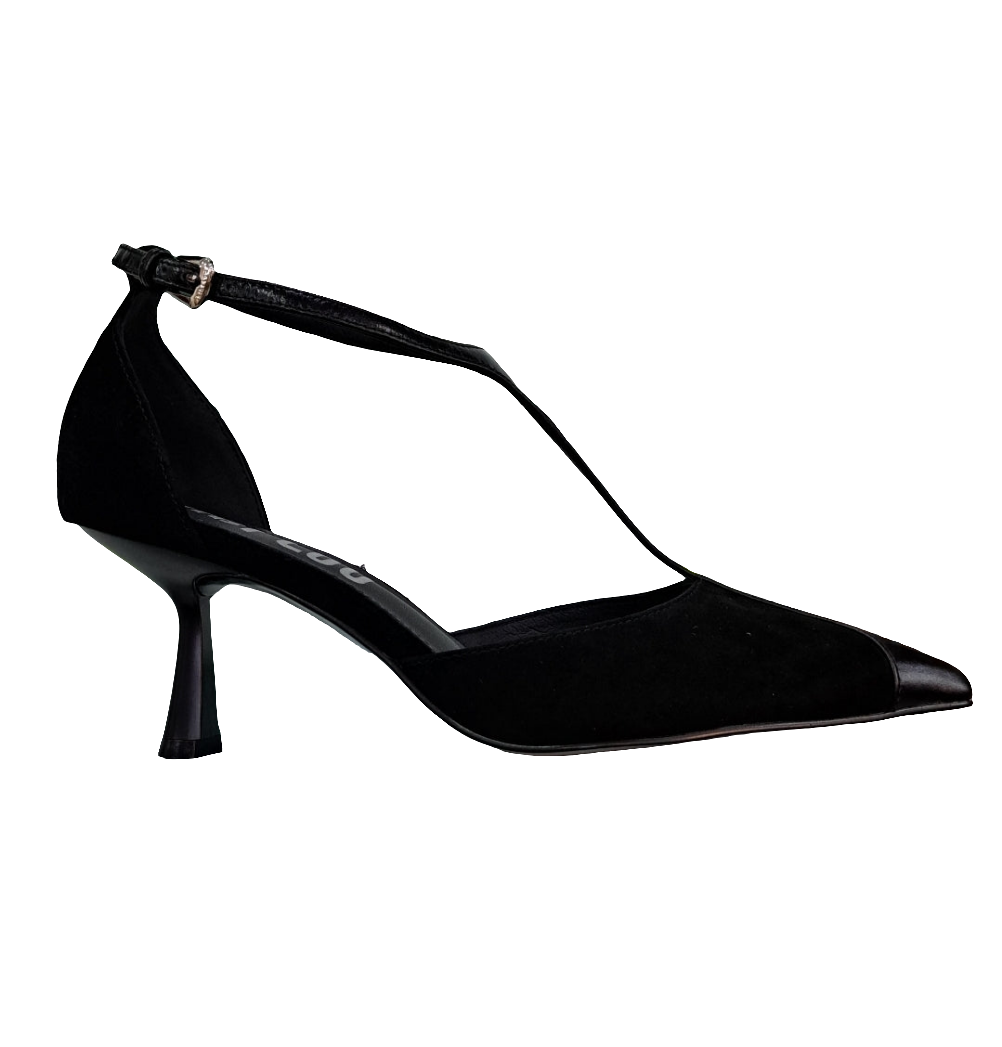 DECOLLETE' PELLE SCAMOSCIATA BIBI LOU NERA