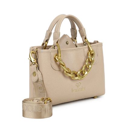 BORSE A MANO BETH JEWELS BRACCIALINI TAUPE CATENA GOLD PICCOLA