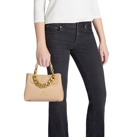 BORSE A MANO BETH JEWELS BRACCIALINI TAUPE CATENA GOLD PICCOLA