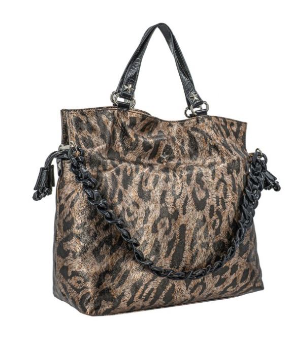 BORSE SHOPPING LEO IN PELLE BRONZO