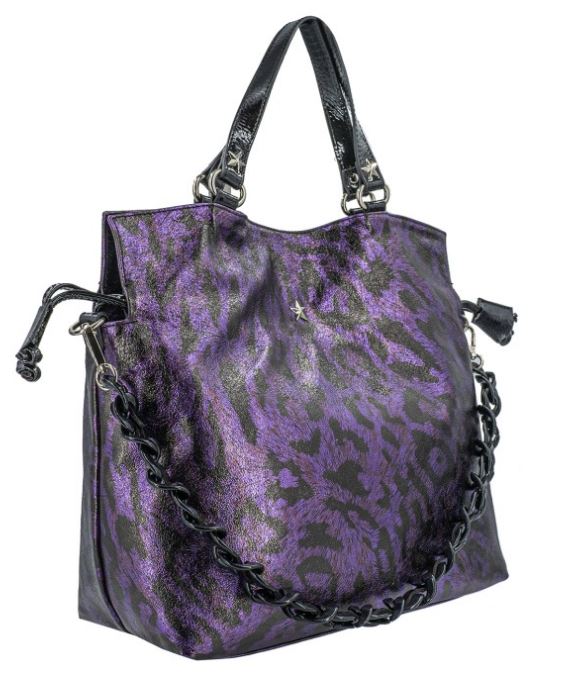 BORSE SHOPPING LEO IN PELLE VIOLA