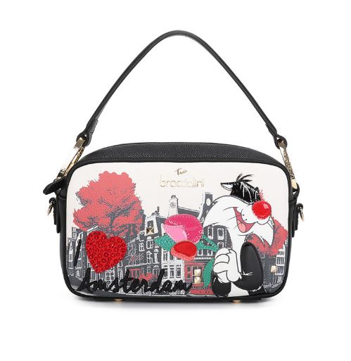 BORSE A SPALLA TRACOLLA CARTOLINE BRACCIALINI AMSTERDAM GATTO SILVESTRO