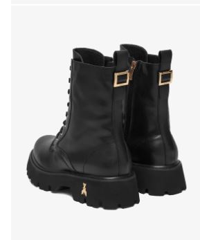 ANFIBI PELLE LOGO GOLD PATRIZIA PEPE NERO