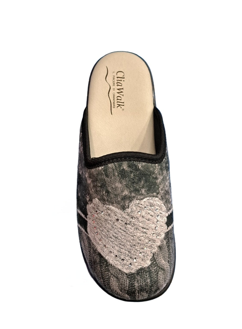 PANTOFOLE CLIAWALK CUORE ANTRACITE