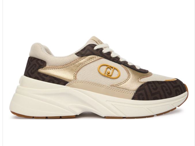 SNEAKERS PELLE E TESSUTO LOGO LIU JO MARRONE