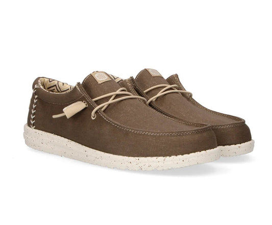 MOCASSINI WALLY STRETCH CANVAS HEY DUDE BROWN