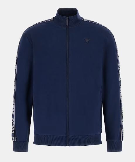 FELPE ZIP GUESS FASCE LOGO BLU