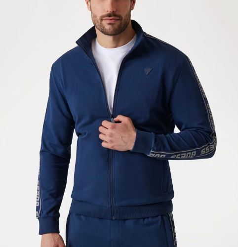 FELPE ZIP GUESS FASCE LOGO BLU