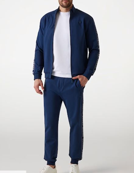 FELPE ZIP GUESS FASCE LOGO BLU