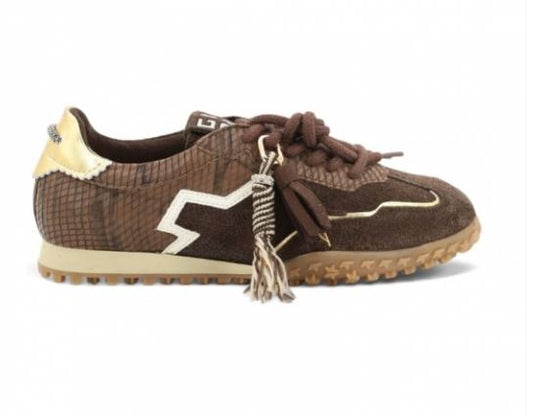 SNEAKERS PELLE GIO+ EFFETTO PITONATO MARRONE