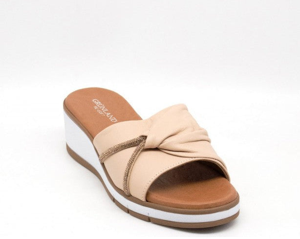 SANDALI FLOK GRUNLAND PELLE CIPRIA DECORAZIONE STRASS