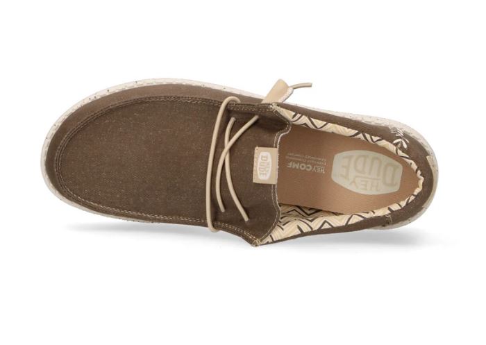 MOCASSINI WALLY STRETCH CANVAS HEY DUDE BROWN