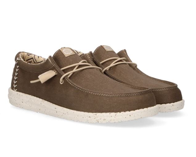 MOCASSINI WALLY STRETCH CANVAS HEY DUDE BROWN