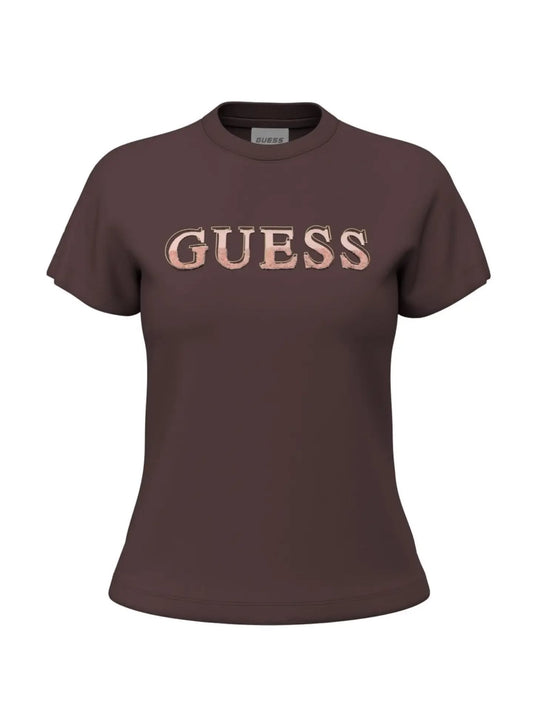 MAGLIETTE GUESS LOGO MAXI MARRONE