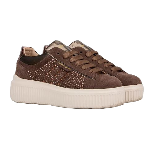 SNEAKERS IN PELLE SCAMOSCIATA JANET&JANET MICROSTRASS MARRONE