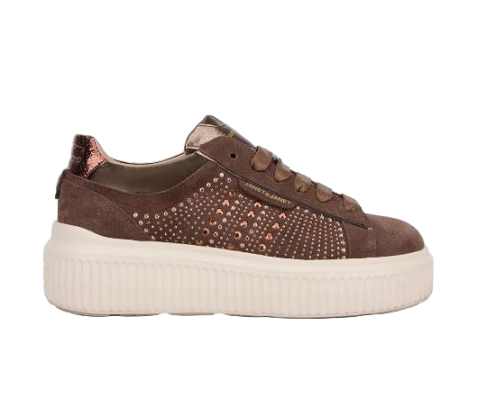 SNEAKERS IN PELLE SCAMOSCIATA JANET&JANET MICROSTRASS MARRONE