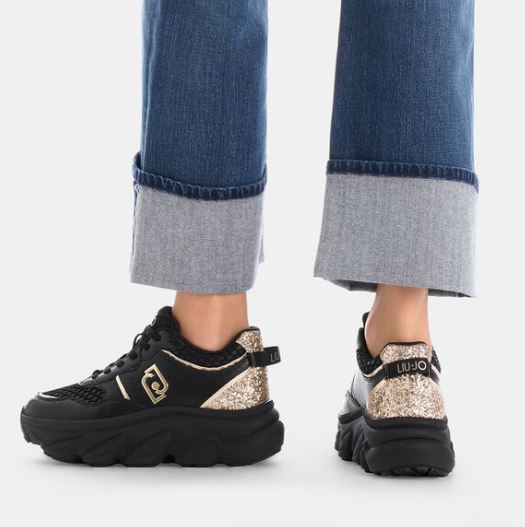 SNEAKERS CALF LIU JO CHUNCKY BLACK GOLD