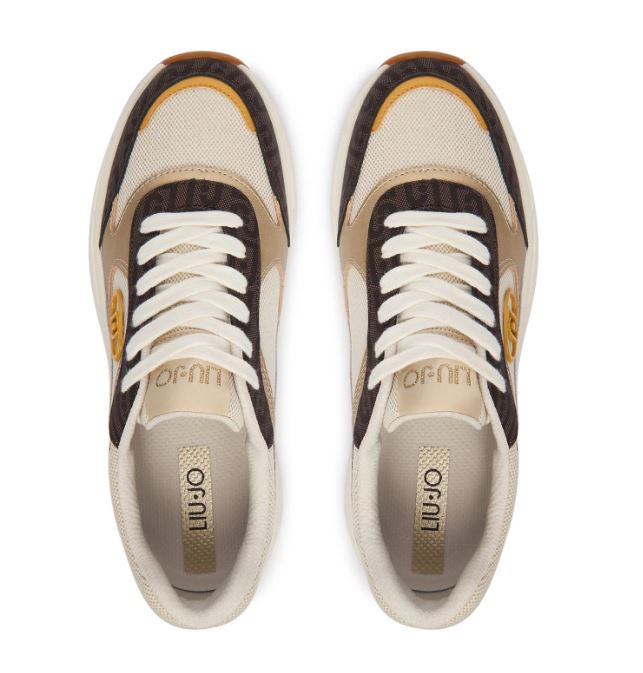 SNEAKERS PELLE E TESSUTO LOGO LIU JO MARRONE