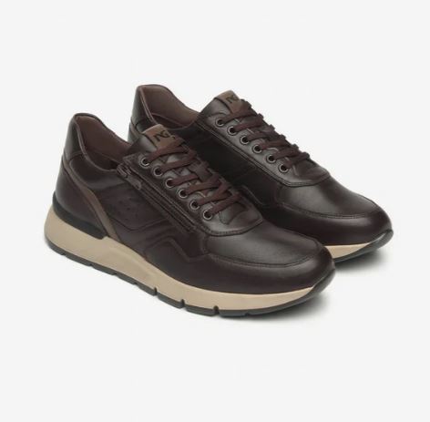 SNEAKERS PELLE NEROGIARDINI ZIP MARRONE