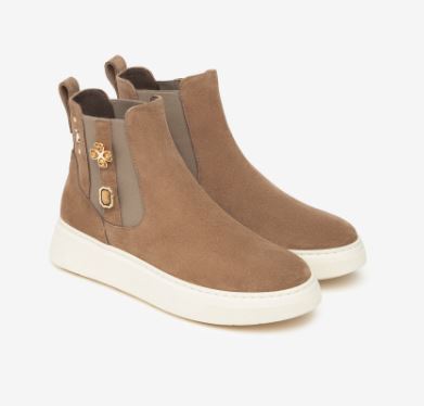 STIVALETTI PELLE SCAMOSCIATA NEROGIARDINI ARGILLA