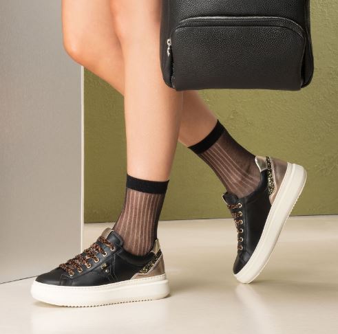 SNEAKERS GLITTER GOLD NEROGIARDINI NERO