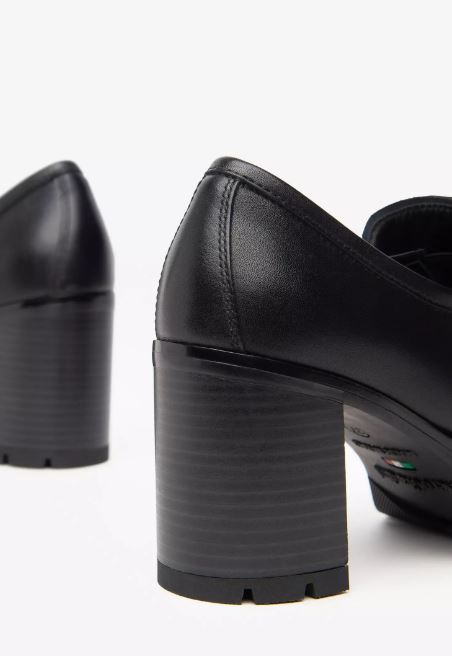 MOCASSINI PELLE NEROGIARDINI TACCO NERO