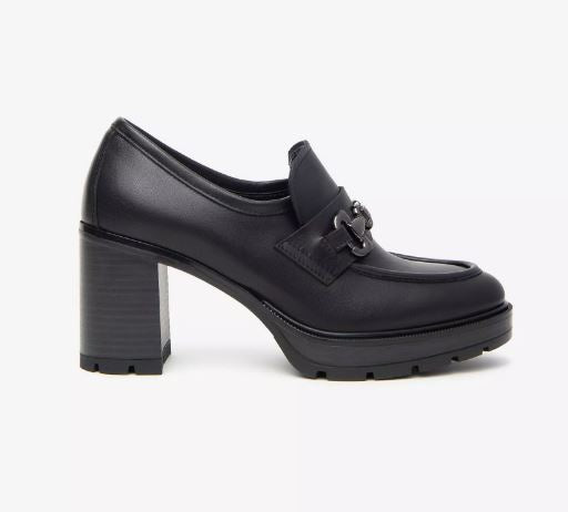 MOCASSINI PELLE NEROGIARDINI TACCO NERO