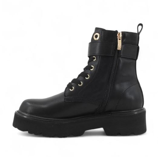 ANFIBI PELLE FIBBIA LOGO ORO PATRIZIA PEPE NERO