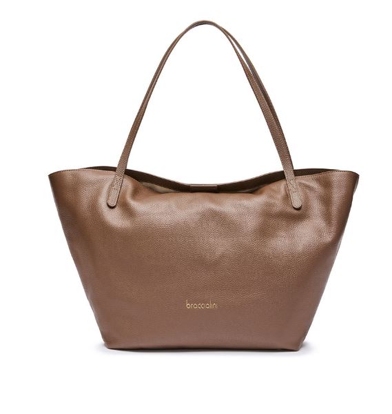 BORSE SHOPPING ARIEL PELLE BRACCIALINI MARRONE GRANDE