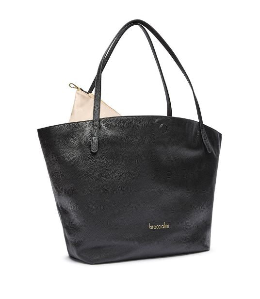 BORSE SHOPPING ARIEL PELLE BRACCIALINI NERA GRANDE