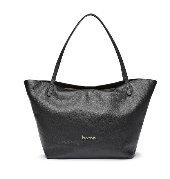 BORSE SHOPPING ARIEL PELLE BRACCIALINI NERA GRANDE