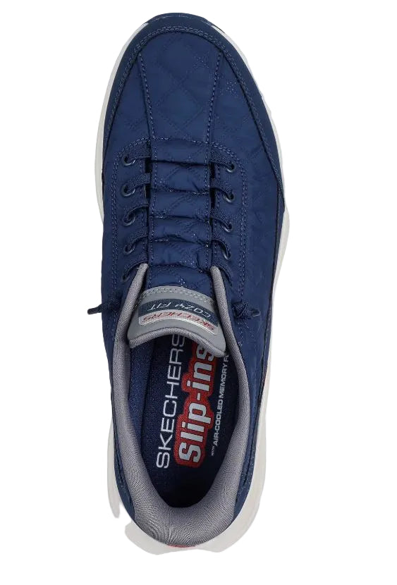 SNEAKERS COZY FIT SKECHERS TRAPUNTATA CONTOUR FOAM SLIP INS BLU