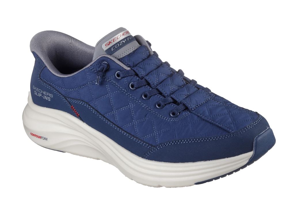 SNEAKERS COZY FIT SKECHERS TRAPUNTATA CONTOUR FOAM SLIP INS BLU