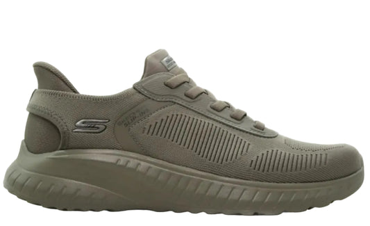SNEAKERS SOLID STEP SKECHERS BOBS SQUAD CHAOS OLIVE SLIP INS