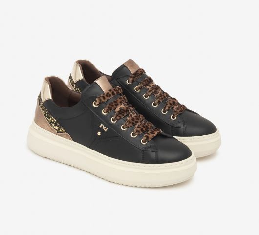 SNEAKERS GLITTER GOLD NEROGIARDINI NERO