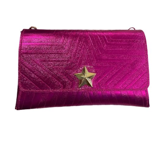 TRACOLLE POCHETTE STELLINA PELLE FUXIA