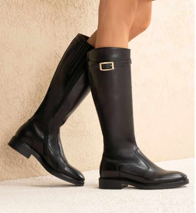 STIVALI PELLE NEROGIARDINI FIBBIA DECORATIVA NERO