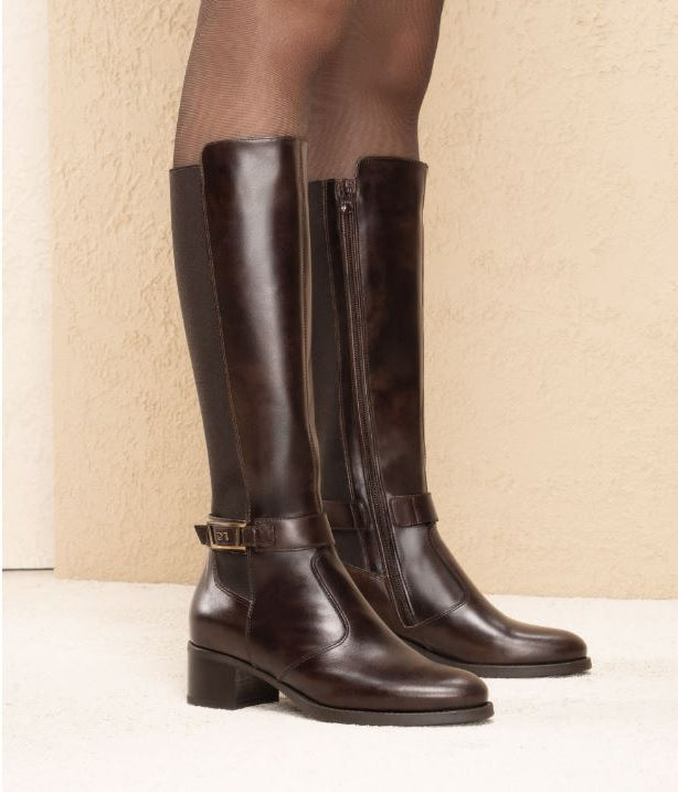 STIVALI PELLE ED ELASTICO NEROGIARDINI TESTA DI MORO